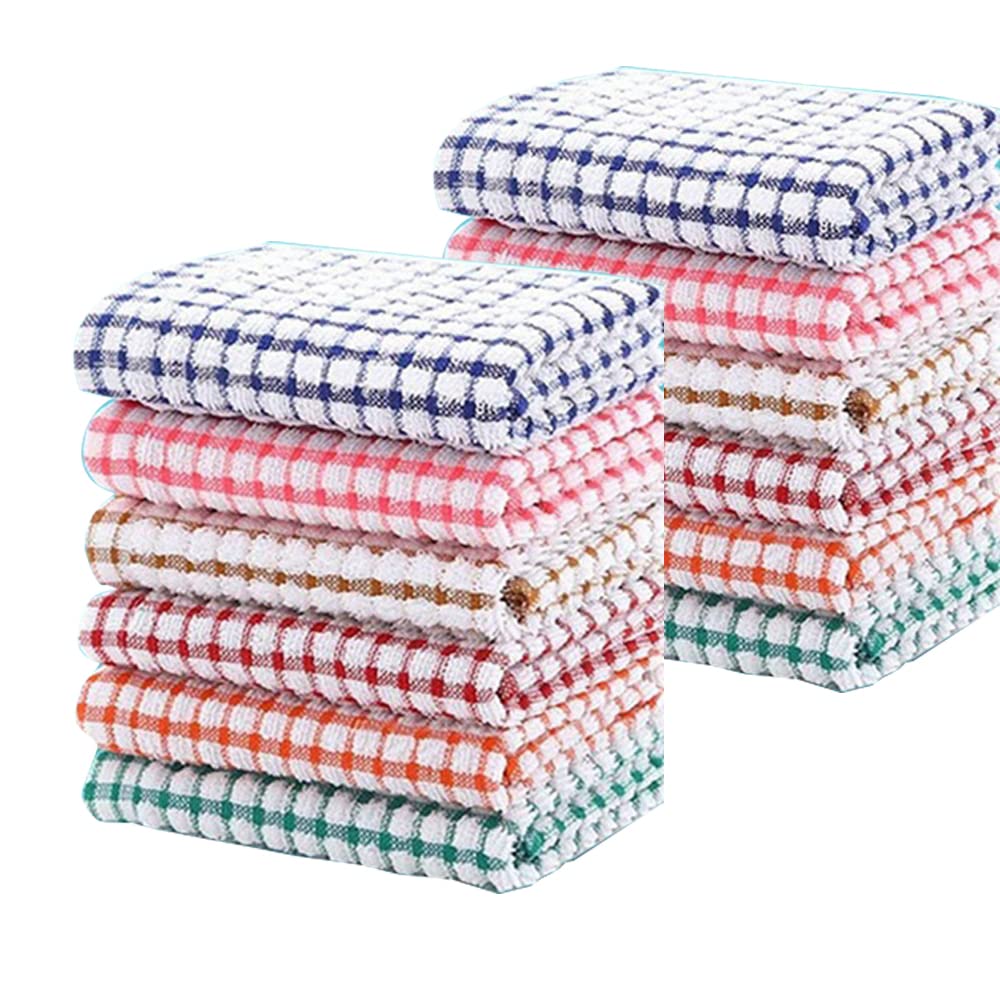 Zicobox 12 Pack Kitchen Dish Towels, Bulk Cotton Kitchen Hand Towels,11 Inch x 16Inch Dish Cloths for Dish Rags for Drying Dishes Clothes and Dish Towels