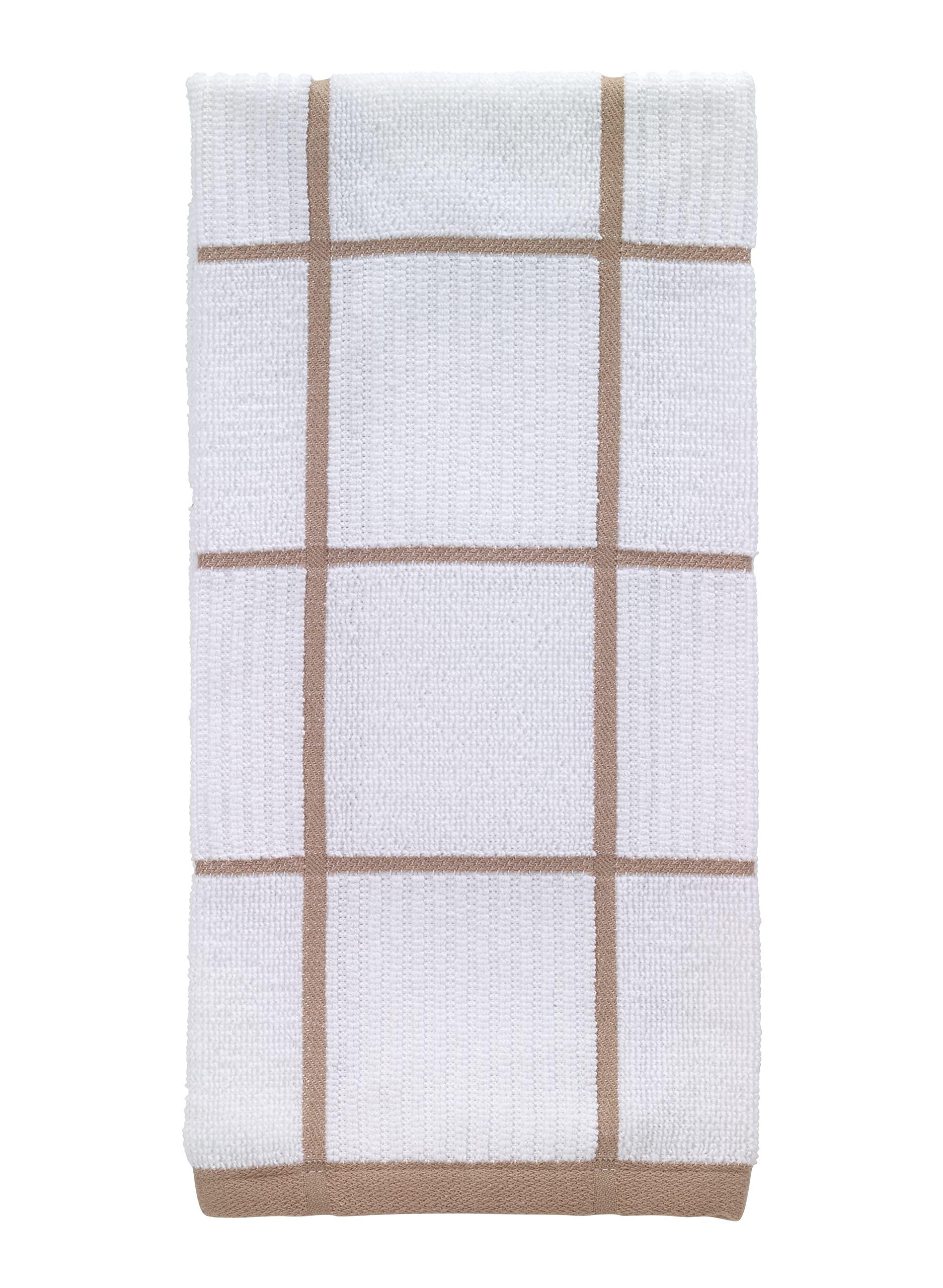 T-fal Textiles 10159 100-Percent Cotton Parquet Kitchen Dish Towel, Sand, Check-Single