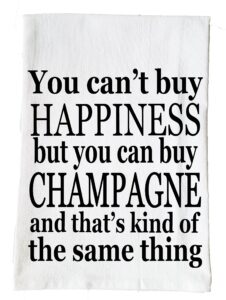 champagne and happiness handmade printed kitchen flour sack towel