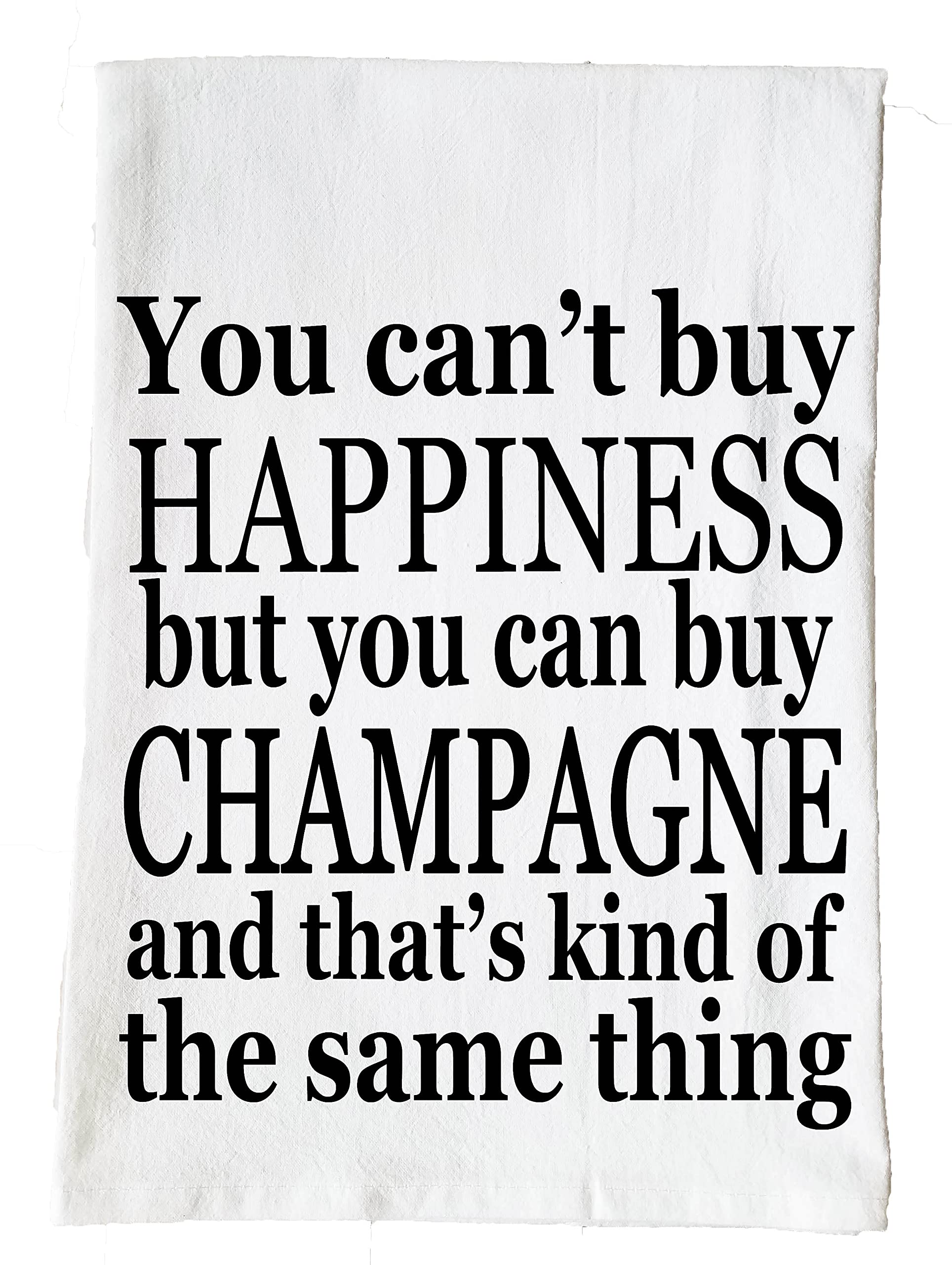 Champagne and Happiness handmade printed Kitchen flour sack towel