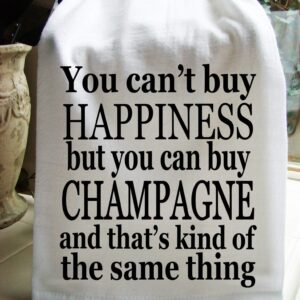 Champagne and Happiness handmade printed Kitchen flour sack towel