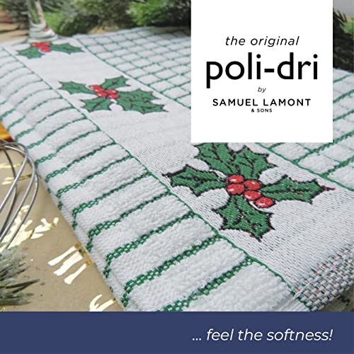 The Original Poli-dri Kitchen Towel from Samuel Lamont 100% Cotton (Holly Leaves)