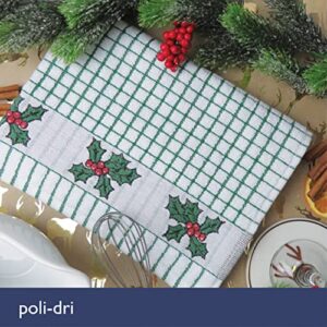 The Original Poli-dri Kitchen Towel from Samuel Lamont 100% Cotton (Holly Leaves)