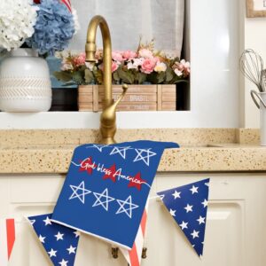 GEEORY Kitchen Towels for 4th of July Decorations Floral Home Sweet Home Patriotic Dish Towels 18x26 Inch Ultra Absorbent Bar Drying Cloth Hand Towel for Kitchen Bathroom Party Home Set of 2 GD090