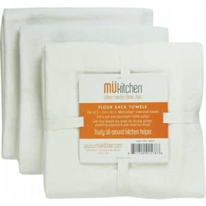 mukitchen 6600-1201 cotton solid flour sack towel sets, white, 3-pack (pack of 4)