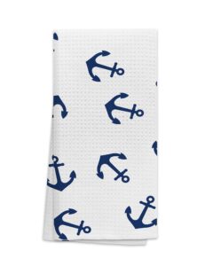ohsul nautical anchor pattern highly absorbent beach towels kitchen towels hand towels bath towels,anchor sign guest towels tea towel for bathroom kitchen hotel gym spa decor,ocean lovers gifts