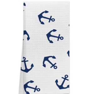 OHSUL Nautical Anchor Pattern Highly Absorbent Beach Towels Kitchen Towels Hand Towels Bath Towels,Anchor Sign Guest Towels Tea Towel for Bathroom Kitchen Hotel Gym Spa Decor,Ocean Lovers Gifts