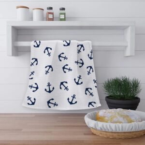 OHSUL Nautical Anchor Pattern Highly Absorbent Beach Towels Kitchen Towels Hand Towels Bath Towels,Anchor Sign Guest Towels Tea Towel for Bathroom Kitchen Hotel Gym Spa Decor,Ocean Lovers Gifts