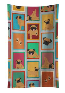 caroline's treasures mlm1143ktwl lots of apricot pug kitchen towel dish cloths guest hand towel decorative bathroom towel for face,tea, dishcloth, kitchen and bath