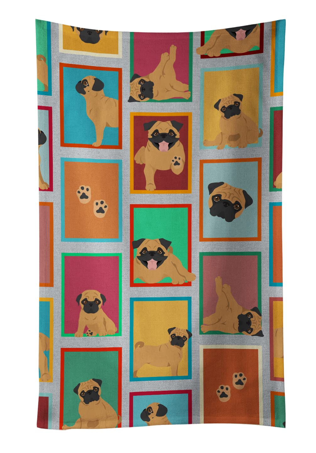 Caroline's Treasures MLM1143KTWL Lots of Apricot Pug Kitchen Towel Dish Cloths Guest Hand Towel Decorative Bathroom Towel for Face,Tea, Dishcloth, Kitchen and Bath