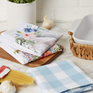 DII Easter Basics Collection Springtime Kitchen Essentials, Dishtowel Set, Floral Bunny, 3 Piece