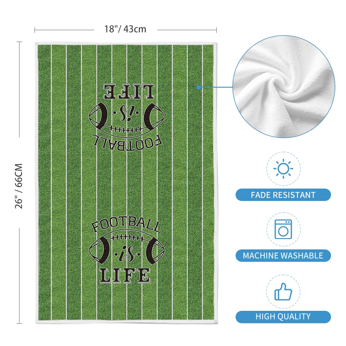 Artoid Mode Rugby Field Helmet Football Kitchen Towels Dish Towels, 18x26 Inch Seasonal Decoration Hand Towels Set of 4