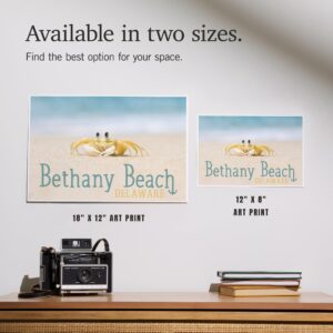 Lantern Press Bethany Beach, Delaware, Crab on Beach (12x18 Art Print, Travel Poster Wall Decor)