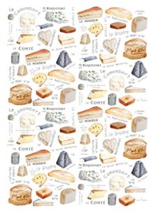 maison lorrain, les fromages' french kitchen/tea towel, 100% cotton, all in french, imported
