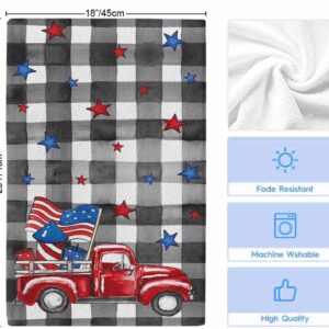 4th of July Kitchen Towels Set USA Flag Red Truck Decorative Hand Towel Black Buffalo Check Plaid Independence Day Dish Towel Dishcloths 3 Pack July 4th Dish Cloths for Home Cooking Baking