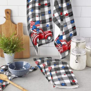 4th of July Kitchen Towels Set USA Flag Red Truck Decorative Hand Towel Black Buffalo Check Plaid Independence Day Dish Towel Dishcloths 3 Pack July 4th Dish Cloths for Home Cooking Baking