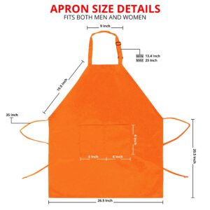 Bundle Set of Utopia Kitchen Flour Sack Tea Towels 12 Pack, 28" x 28" Ring Spun 100% Cotton Dish Cloths and Utopia Kitchen Unisex Adjustable Bib Apron with 2 Pockets Orange