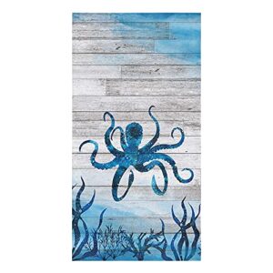 meet 1998 marine wildlife octopus kitchen towels, hand drying towel, soft absorbent multipurpose cloth tea towels for cooking baking, plant coral blue washable dish towels cloth 18x28 inch