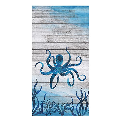 Meet 1998 Marine Wildlife Octopus Kitchen Towels, Hand Drying Towel, Soft Absorbent Multipurpose Cloth Tea Towels for Cooking Baking, Plant Coral Blue Washable Dish Towels Cloth 18x28 Inch