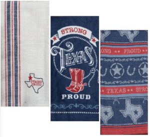 kay dee design designs texas pride set of 3 tea towels | texas strong theme | texas dish towels | souvenir or gift idea | deep in the heart of texas, blue
