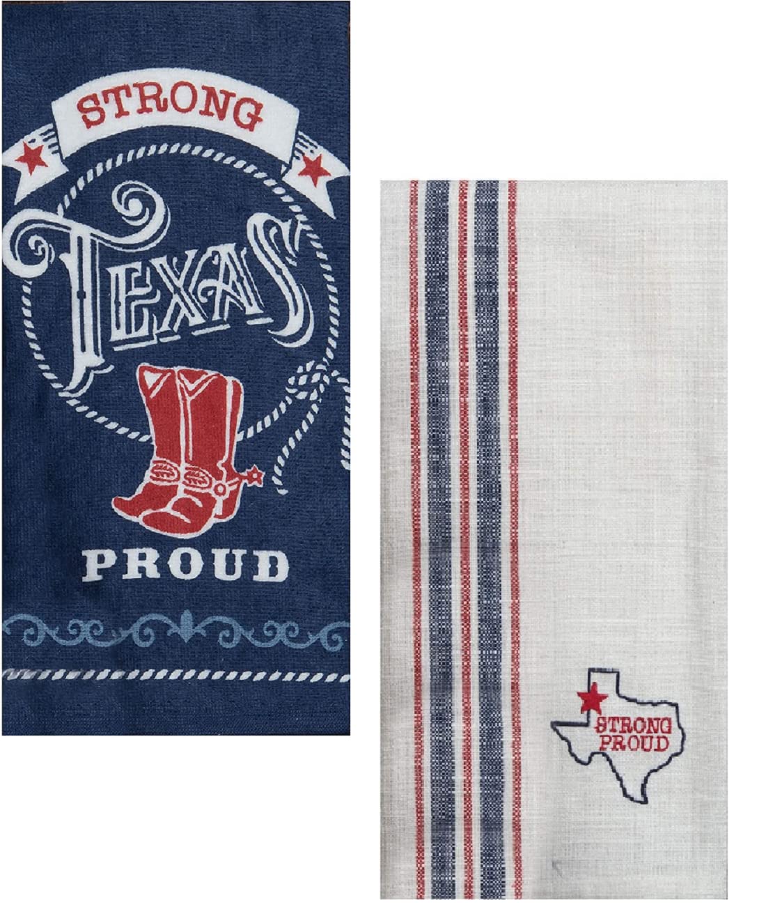 Kay Dee Design Designs Texas Pride Set of 3 Tea Towels | Texas Strong Theme | Texas Dish Towels | Souvenir or Gift Idea | Deep in The Heart of Texas, Blue