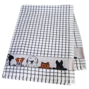 samuel lamont poli-dri jacquard towel white with brown and dogs trim