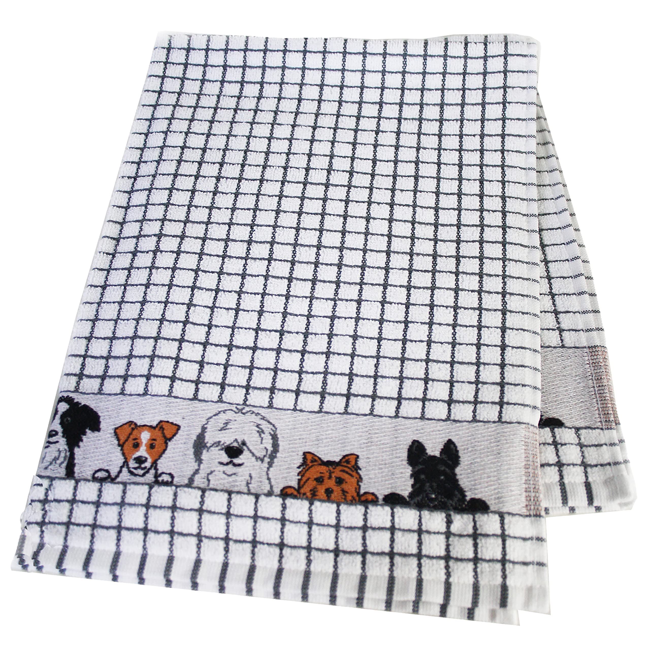 Samuel Lamont Poli-dri Jacquard Towel White with Brown and DOGS trim