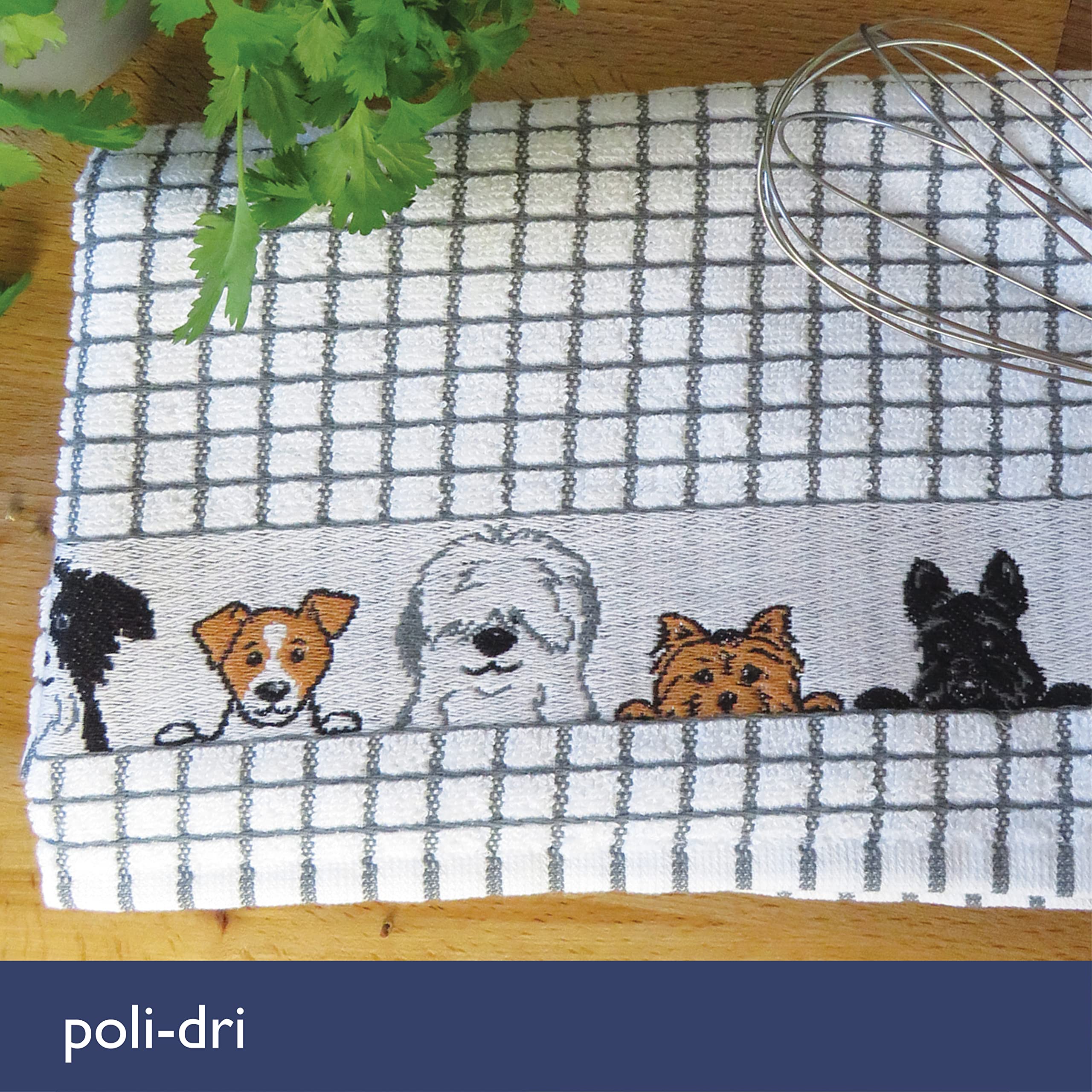 Samuel Lamont Poli-dri Jacquard Towel White with Brown and DOGS trim