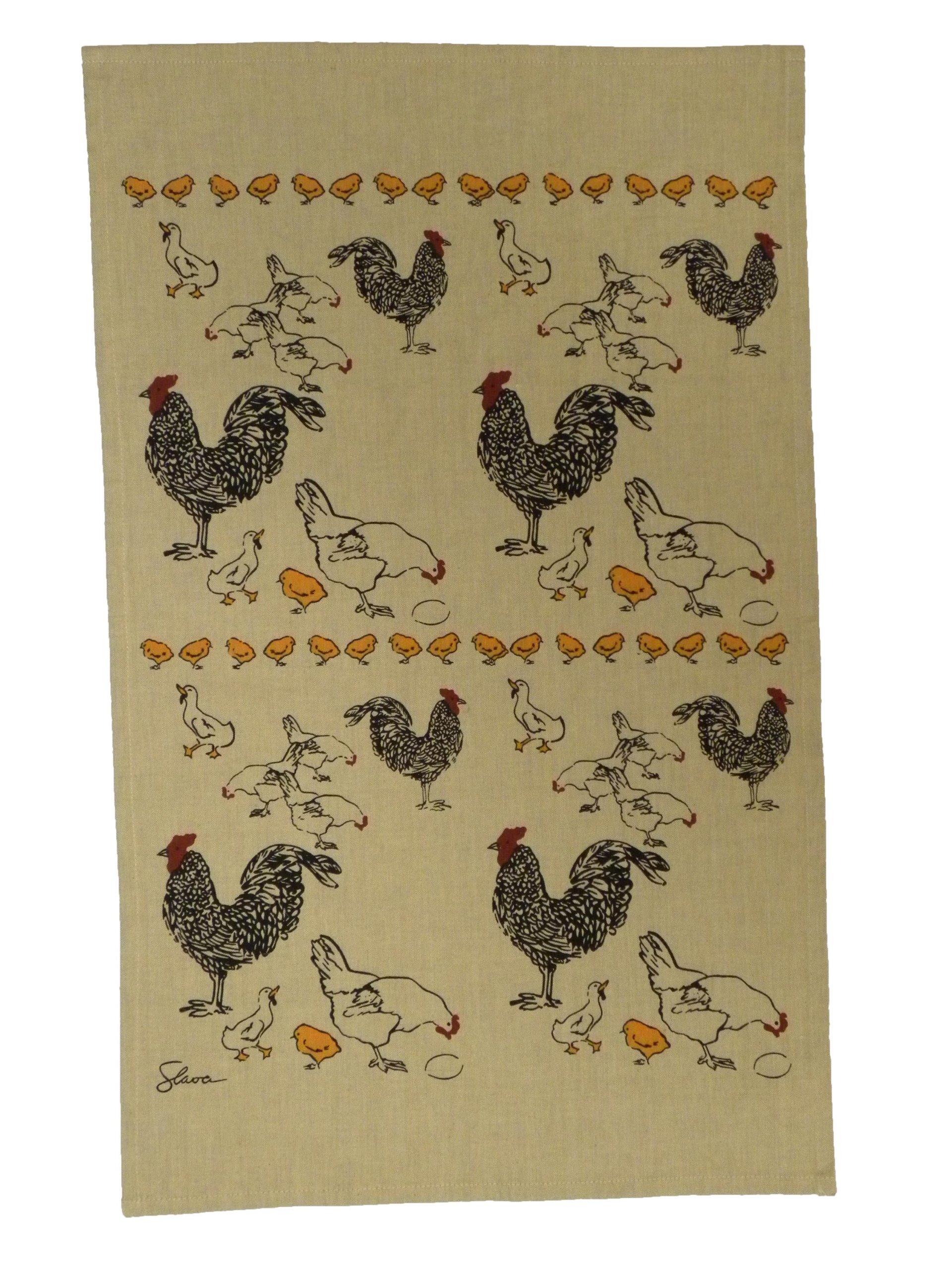 Overseas Trading Chickens Novelty Print Motif Kitchen Towels, Set of 2