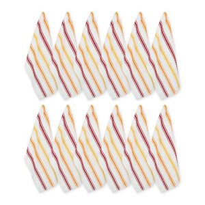 cotton stripe terry dish towels, 15x25 set of 12, absorbent durable drying cleaning kitchen towels-red/orange stripe