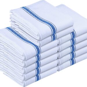 Utopia Towels 24X Pack Dish Towels (15 x 25 Inches)- 100% Ring Spun Cotton- Super Absorbent- Linen Kitchen Towels- Soft Reusable- Cleaning Bar, and Tea Towels Set (12X Grey & 12X Blue)