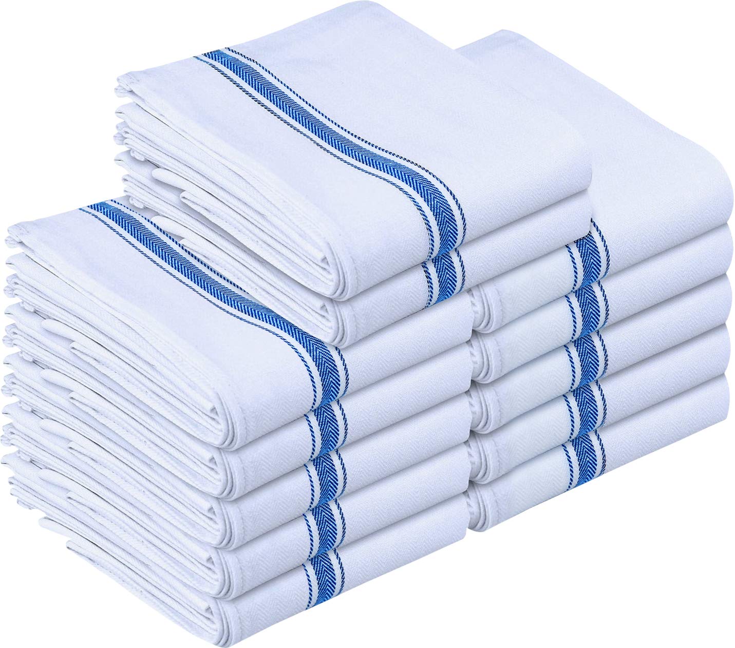 Utopia Towels 24X Pack Dish Towels (15 x 25 Inches)- 100% Ring Spun Cotton- Super Absorbent- Linen Kitchen Towels- Soft Reusable- Cleaning Bar, and Tea Towels Set (12X Grey & 12X Blue)