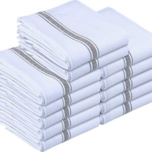 Utopia Towels 24X Pack Dish Towels (15 x 25 Inches)- 100% Ring Spun Cotton- Super Absorbent- Linen Kitchen Towels- Soft Reusable- Cleaning Bar, and Tea Towels Set (12X Grey & 12X Blue)