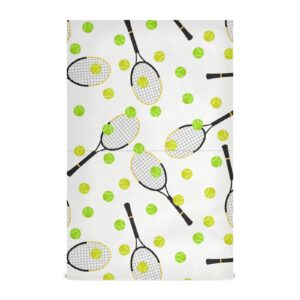 oyihfvs tennis balls and rackets seamless on white set of 6 polyester kitchen dish towel, dishtowels waffle dishcloths, hemmed napkin hand bar tea towels with hanging loop, multi 20, 28x18 inches