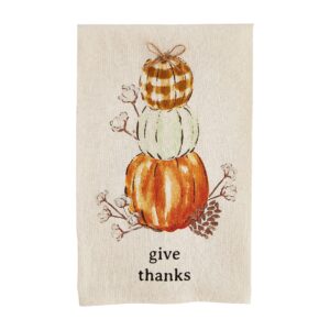 mud pie fall watercolor flour sack towel, give thanks, 26" x 16.5"