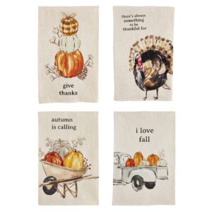 Mud Pie Fall Watercolor Flour Sack Towel, Give Thanks, 26" x 16.5"