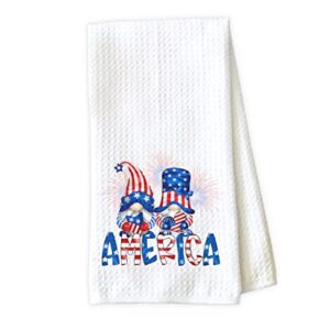 American Gnome Kitchen Towel - Patriotic Kitchen Towel - Waffle Weave Towel - Microfiber Towel - Kitchen Decor - House Warming Gift