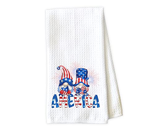 American Gnome Kitchen Towel - Patriotic Kitchen Towel - Waffle Weave Towel - Microfiber Towel - Kitchen Decor - House Warming Gift