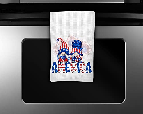 American Gnome Kitchen Towel - Patriotic Kitchen Towel - Waffle Weave Towel - Microfiber Towel - Kitchen Decor - House Warming Gift