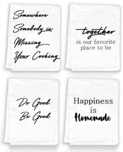 happymade fall dish towels for kitchen 4 pack black and white kitchen towels kitchen towels decorative set |25x25in fall kitchen towels | farmhouse kitchen towels | tea towels for kitchen