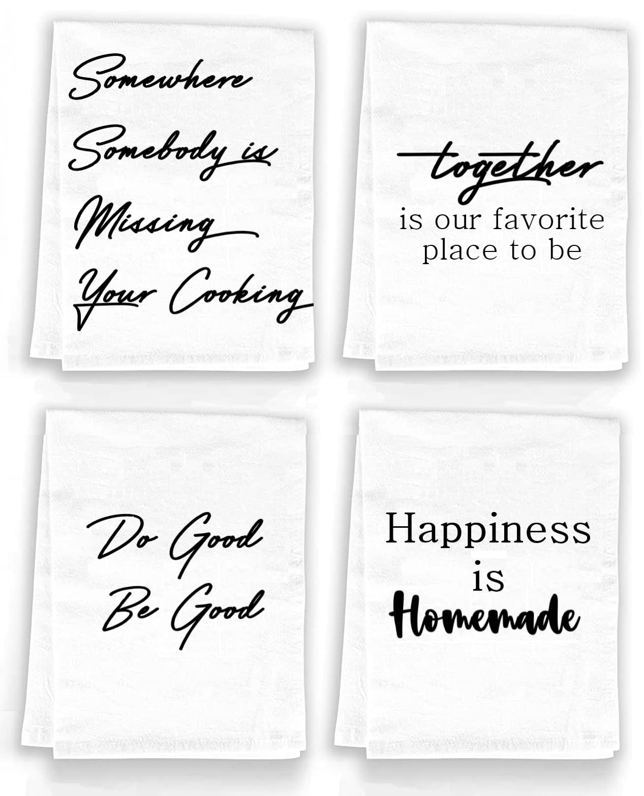 Happymade Fall Dish Towels for Kitchen 4 Pack Black and White Kitchen Towels Kitchen Towels Decorative Set |25x25in Fall Kitchen Towels | Farmhouse Kitchen Towels | Tea Towels for Kitchen