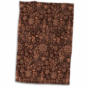 3d rose copper colored tonal effect vintage floral chintz hand towel, 15" x 22"