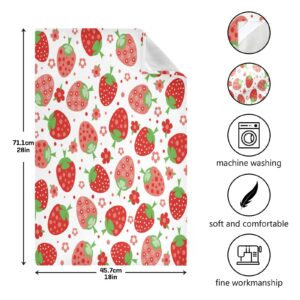 Kigai 1 Pack Strawberry Kitchen Towels Soft Highly Absorbent Dish Towels Reusable Kitchen Hand Towels for Kitchen Decorations or Tea Towels 28 x 18 Inch