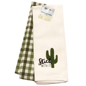 sonoran souvenirs country kitchen cactus spring/summer decorative novelty tea towel (16" x 23") highly absorbent cotton southwest kitchen woven dish towel (set of 2)