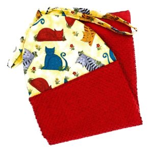 happy colorful tossed cats kittens ties on stays put kitchen bathroom hanging loop hand dish towel gift for cat kitten lovers she who sews towels