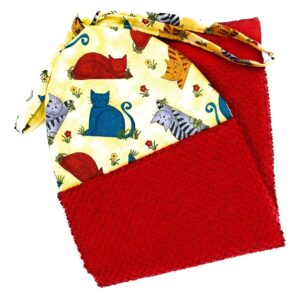 Happy Colorful Tossed Cats Kittens Ties On Stays Put Kitchen Bathroom Hanging Loop Hand Dish Towel Gift for Cat Kitten Lovers She Who Sews Towels