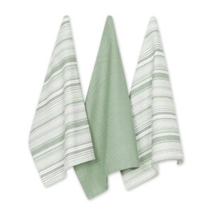 DII Everyday Dishtowel Collection Urban Stripe, 20x30, Artichoke Green, 3 Piece