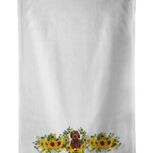 Caroline's Treasures CK2972WTKT Labradoodle in Sunflowers White Kitchen Towel Set of 2 Dish Towels Decorative Bathroom Hand Towel for Hand, Face, Hair, Yoga, Tea, Dishcloth, 19 X 25, White