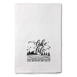 mothers day decor flour kitchen towels lake life because beaches be salty mountains camping cleaning supplies dish towels design only