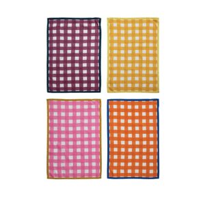 creative co-op cotton check pattern, 4 colors tea towels, 28" l x 18" w x 0" h, multicolor